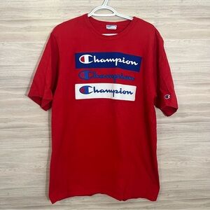 Champion XL Embroidered  Logo Graphic Tee Red T  Shirt